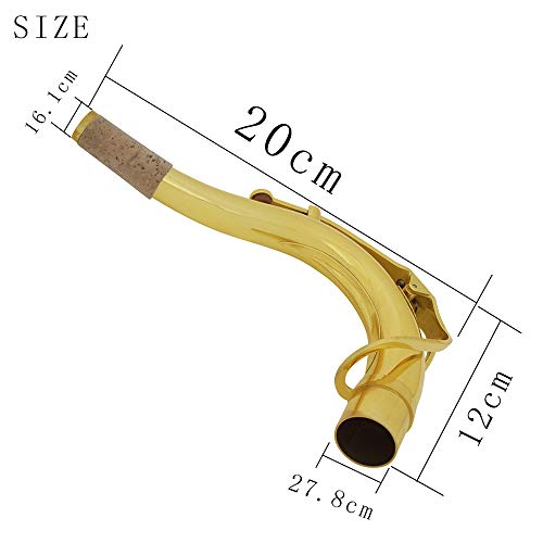 Muslady Brass Tenor Saxophone Sax Bend Neck 27.8mm Saxophone Accessores Parts Gold - Thumbnail 7