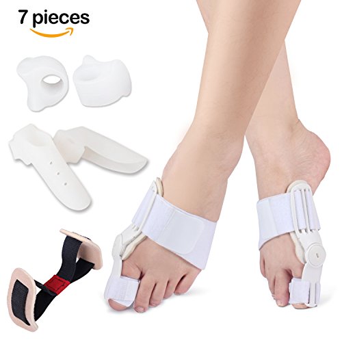 Bunion Corrector and Bunion Splint for Bunion Relief- 7PCS Bunion Pads, Toe Separators, Bunion Protector, big Toe Straighteners, Bunion Brace treat bunion Pain, Hammer Toes, Toe Spacers for Men&Women
