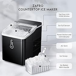 ZAFRO Ice Maker Countertop, Portable Ice Maker with