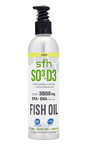 Super Omega 3 Fish Oil by SFH | Highly Concentrated 3500mg EPA & DHA | Best Tasting Liquid Fish Oil for Heart Health & Wellness | 100% All Natural Soy Free Gluten Free (Lemon, 8oz)