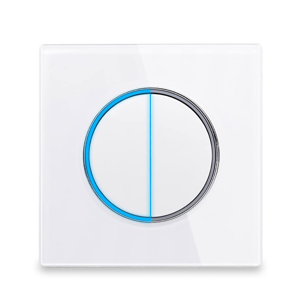 Circle 1/2/3/4 gang 2 way Push Button Wall Light Switch Glass Frame Light LED Indicator (white 2 gang 2 way)