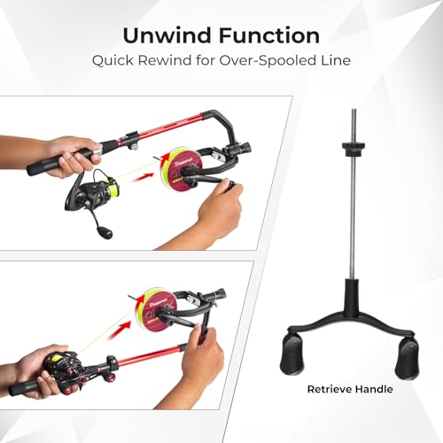 Piscifun Speed X Fishing Line Winder with Unwinding Function, Compatible with Spincast and Baitcaster, Black, Red, Silver and Blue
