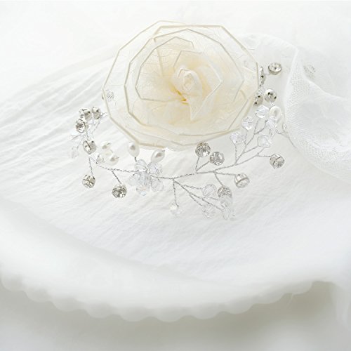 Bridalvenus Wedding Hair Vine Long Silver Bridal Headband Hair Accessories for Bride and Bridesmaid (100cm / 39.3inches)