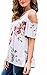 ECOWISH Womens Summer Floral Print Cut Out Shoulder with Ruffle Sleeve T Shirt Blouse(7 Color, S-2XL) White