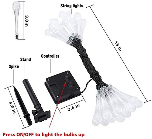 Solar LED Lichterkette Regentropfen Bunt für Außen 8 Modi IP65 Wasserdicht Dekorative Lichter für Garten Bäume Terrasse Party (Bunt Regentropfen)