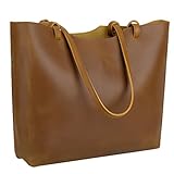 YALUXE Women's Large Capacity Crazy Horse Leather Work Tote Shoulder Bag