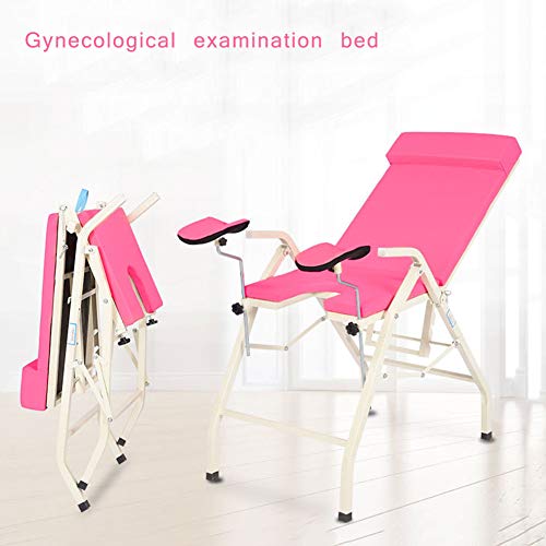 DZWJ Folding Portable Gynecological Examination Bed, Outpatient Medical Gynecological Bed Examination Chair, Women Nursing Equipment,Pink