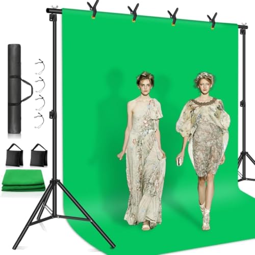 Fundo Verde, Fundo Infinito para Fotografia, Fundo Fotografico, Suporte Retrátil, 3m(L) x 1.8m(A) Suporte de Fundo Ajustável + Fundo de Tela Verde + Bolsa, Suporte Fundo Infinito Foto
