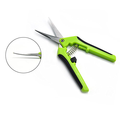 2 Pack Curved Tip Trimming Scissors with Titanium Coated Blades, Gardening Hand Pruner Pruning Shear by HiHydro