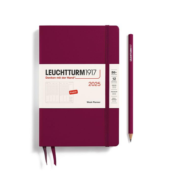 LEUCHTTURM1917 371022 Weekly Planner Paperback (B6+) 2025, Port Red