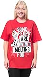 Disney Plus Size T-shirt Frozen Olaf Some People Are Worth Melting For Red (2X)