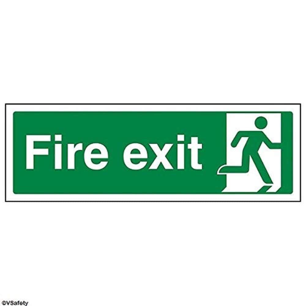 V Safety 14009AX-S Final Fire Exit Man Right Sign - Landscape - 300mm x 100mm - Self Adhesive Vinyl, Green