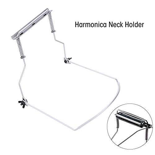 Alomejor Durable Adjustable Metal 10 Holes Harmonica Neck Holder Rack Support Accessory