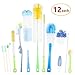 12 Pieces Bottle Cleaning Brush Set, 16” Long Bottle Brush Cleaner for Narrow Neck Wide Mouth Water Bottle, Baby Bottle, Hummingbird Feeders, Coffee Grinder and Sport Bottles with Long Handle