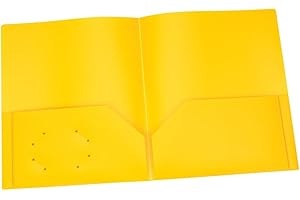 Oxford Two Pocket Folders, Plastic, Letter Size, Yellow, 25 per Box, Durable File Folders for School and Office Use