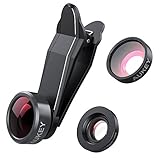 AUKEY iPhone Lens, Optic Pro 3-in-1 Lens Kit includes 198° Fisheye Lens + 150° Wide Angle Lens + 15X Macro Lens for iPhone, Samsung & Android phones