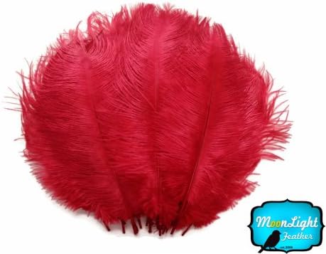 Moonlight Feather | 10 Pieces - 6-8" Red Ostrich Body Dyed Drabs Feathers Party Mask Wedding Costume Supplier