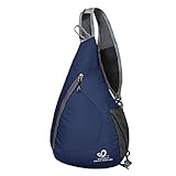WATERFLY Packable Shoulder Backpack Sling Chest Crossbody Bag Cover Pack Rucksack for Bicycle Sport Hiking Travel Camping Bookbag Men Women (Dark Blue)
