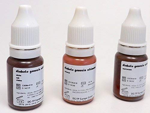 DIABOLO GENESIS Farbset 08 BRAUN 3x10ml - deutsche Tattoofarbe mit Zertifikat - INKgrafiX® IG05724 Tattoo INK Brown