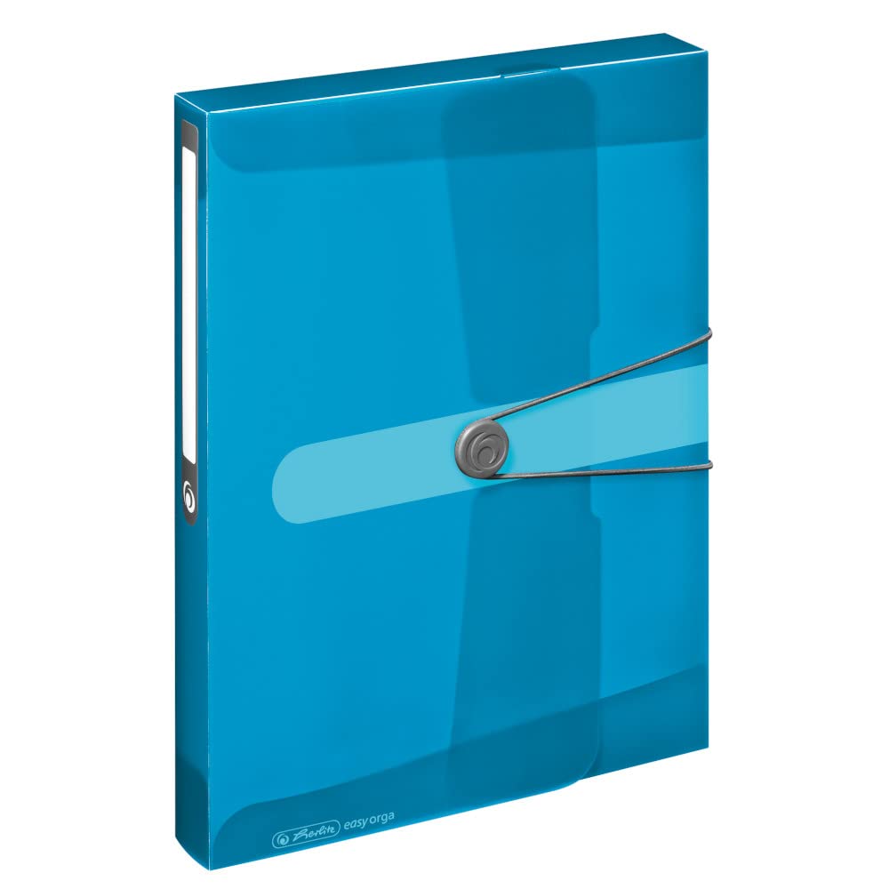 Herlitz Collection Box A4 Polypropylene with Spine Label 1 Piece with Design Print Spine Width 4 cm Transparent Blue