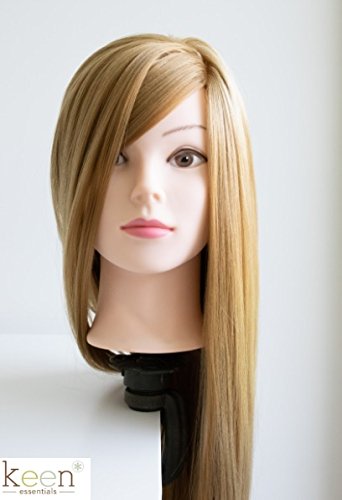 CELINE 20" Long Cosmetology Mannequin Manikin Head 100% Synthetic Hair (Golden Hair) with Free Clamp, Perfect for All Hairdressing Styling Practice Training Display Doll Head Beauty Schools
