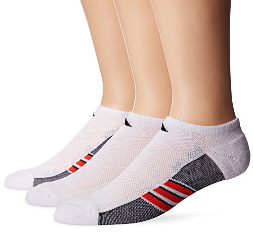 adidas Men's Climacool Superlite No Show Socks (3 Pack), White/Energy Red/Black, Large