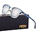 FEIDU Retro Polarized Mens Sunglasses for Men Half Metal Women FD3030 (silver/blue）