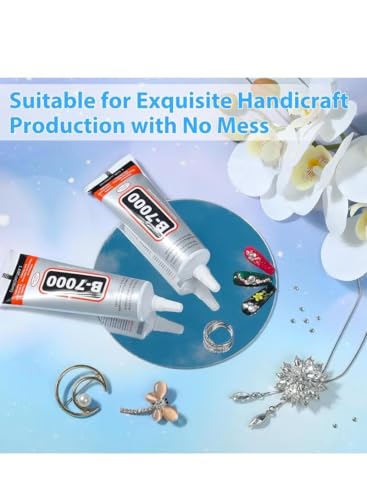 B-7000 Super Glue 2PCS Industrial Strength Adhesive, Bedazzling Glue for Rhinestones, Jewelry, Fabric, Phone Repair, Crafts, Clear Multipurpose B7000 Glue (2x15ml)