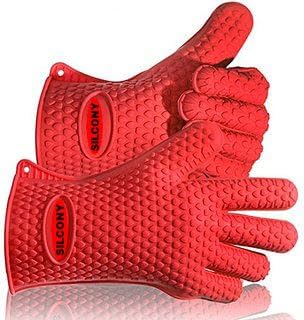Silcony Amazing Pair of Pure Silicone Heat Resistant Insulated Waterproof Cooking & Grill Gloves - Perfect for BBQ, Grilling, Potholder, Meat Handling, Camping, Pickling & So Much More...