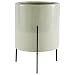 Rivet Mid-Century Ceramic Planter with Iron Stand, 17"H, Pale Green