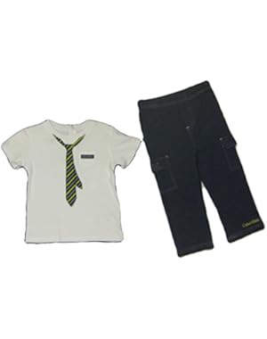 Calvin Klein Baby Boys' 2-Piece Tee & Pants Set 24 Months, White