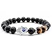 JOVIVI Jewelry 8MM Antique Silver Hamsa Hand Blue Evil Eye Lava Stone Bracelet 7''L(Two Tiger's Eye Ball)