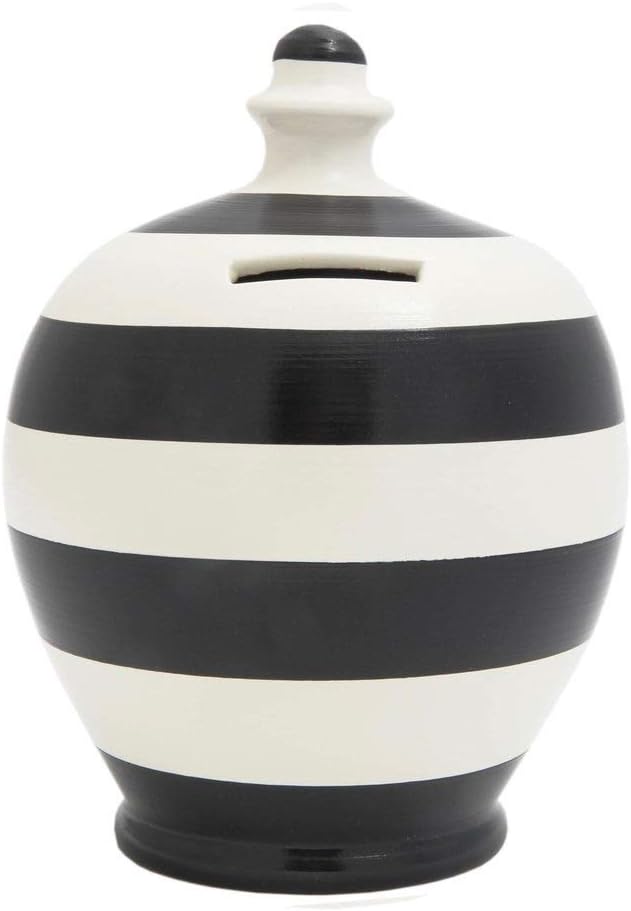 Terramundi Money Pot Stripe ‘Football’ Black and White - B2
