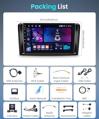 4G+64G Android Car Radio for Mercedes Benz ML GL W164 ML350 ML500 GL320 X164 ML280 GL350 9 Inch Carplay Wireless Radio with ndroid Auto Navi GPS Mirror Link Bluetooth WiFi/FM/RDS/EQ/SWC/USB