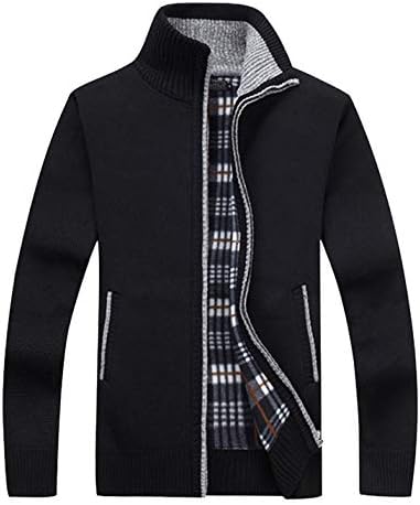 Liengoron Men's Casual Full Zip Knitted Motorcycle Thicken Cardigan Sweater Jacket