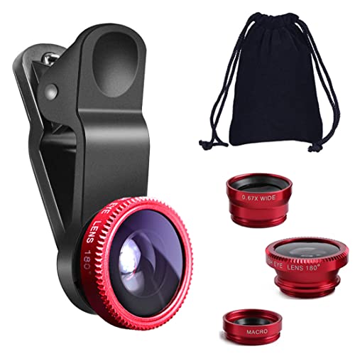 KINGMAS 3-in-1 Universal-Fischaugenobjektiv + Weitwinkelobjektiv + Makro-Clip-Kameraobjektiv-Set für iPad, iPhone, Samsung, Android und die meisten Smartphones