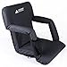 Leader Accessories Water Resistant Stadium Seat Cozy Portable Reclining Seat Folding Bleacher Chair with Arm Rest (D-Black)