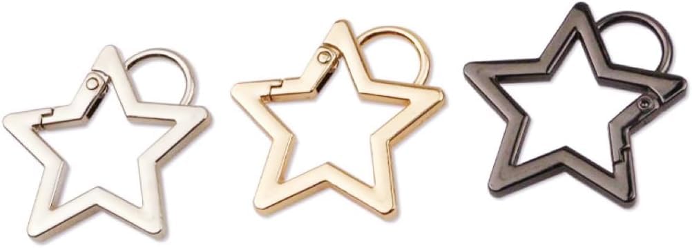 3Pcs Star Shaped Stainless Steel Keychain Clip Carabiner Snap Hook Holder Star Carabiner Hook Clip Key Holder Carabiner Clip for Keys and Wallet with Key Chain Rings Accessories (S)