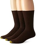 Gold Toe Men's Cushion Foot Fluffie Sock, 3-Pack, Brown, Sock Size 10-13