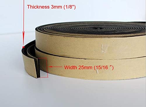 Neoprene Foam Weather Seal High Density Stripping with Adhesive Backing 1/8 Inch Thick, 15/16 Inch Wide 16 Ft (Feet) 5m (3mm(Thickness)25mm(Width)