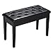 Yaheetech Piano Bench with Storage Duet and Comfortable Padded Cushion Wooden Keyboard Bench Stool Seat,Black