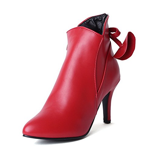 MayMeenth Women's Solid Spikes Stilettos Pointed Closed Toe Pu Zipper Boots, Red, 43 MayMeenth Women's Solid Spikes Stilettos Pointed Closed Toe Pu Zipper Boots, Red, 43