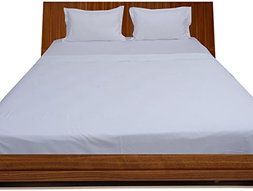 CozyKart King 300TC 100% Egyptian Cotton White Solid 4PCs WaterBed Sheet Solid Fits Mattress of depth (Pocket Size: 10 inches) Fitted and Flat sheet are attached at bottom