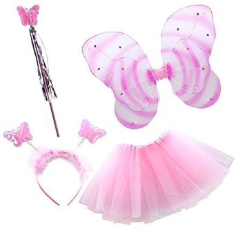 Girls Halloween Costume Butterfly Led Light Fairy Angel Wings And Dress Glow In The Dark