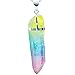 SUNYIK Rainbow Angel Aura Quartz Pendant,Raw Point Rock Crystal Necklace,Titanium Healing Jewelry