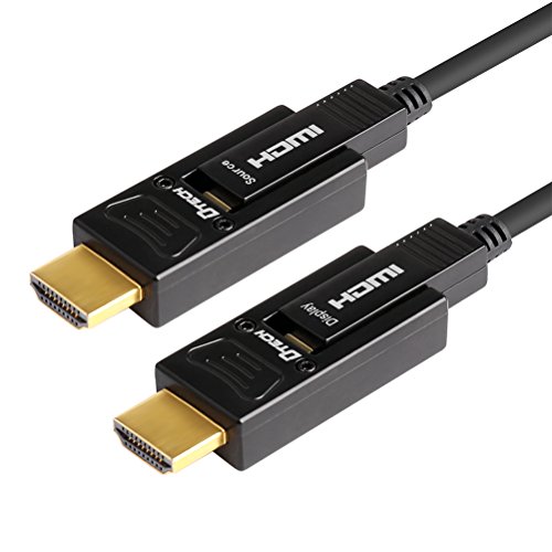 DTECH 10m Fiber Optic HDMI Cable 4K 60Hz 4:4:4 4:2:2 4:2:0 Chroma Subsampling 18Gbps High Speed Ultra HD with Dual Micro HDMI and Standard HDMI Connectors - 32ft - Black