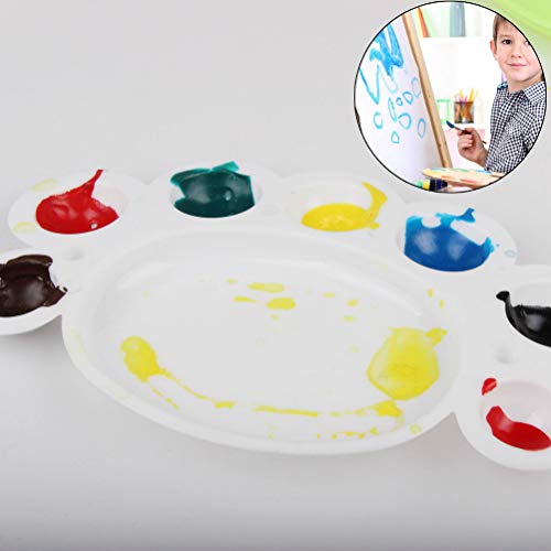 WODE Shop 11 Pieces Artist Paint Brushes Set, 10 Pieces Children Tempera Paint Brush with 1 Paint Tray Palette Plastic Hog Bristle Brushes for Watercolor Oil Acrylic Painting Students Kids Beginners