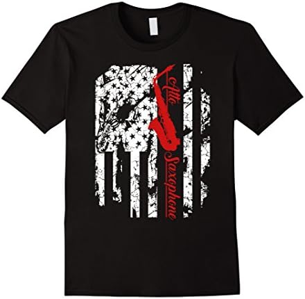 Men's Alto Saxophone Shirts - Alto Saxophone Flag T-shirt Small Black
