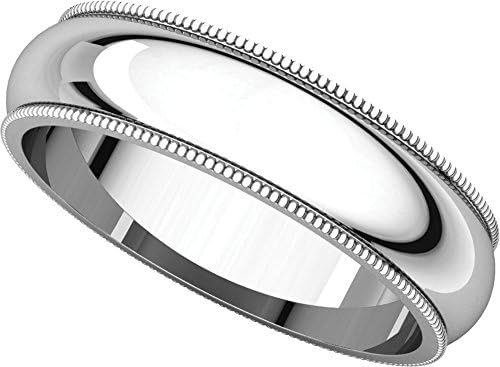 Mens 18K White Gold, Milgrain Wedding Band 5MM (sz 15.5)