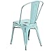 Flash Furniture Blake Commercial Grade 4 Pack Distressed Green-Blue Metal Indoor-Outdoor Stackable Chair